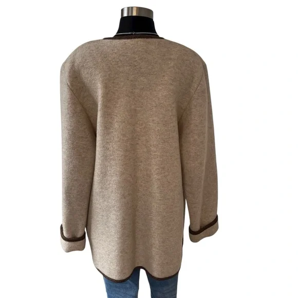 Vintage L.L. Bean beige wool button down coat M - Picture 4 of 14